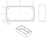 Technische Zeichnung und isometrische 3D‑Ansicht des Dometic Büttner MT ICC InfoControl ICC‑1600/ICC‑3000 Aufputzgehäuses, Maße 130×70×31 mm, Bohrungen Ø2,8 mm/3 mm