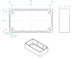 Technische Zeichnung und isometrische 3D‑Ansicht des Dometic Büttner MT ICC InfoControl ICC‑1600/ICC‑3000 Aufputzgehäuses, Maße 130×70×31 mm, Bohrungen Ø2,8 mm/3 mm